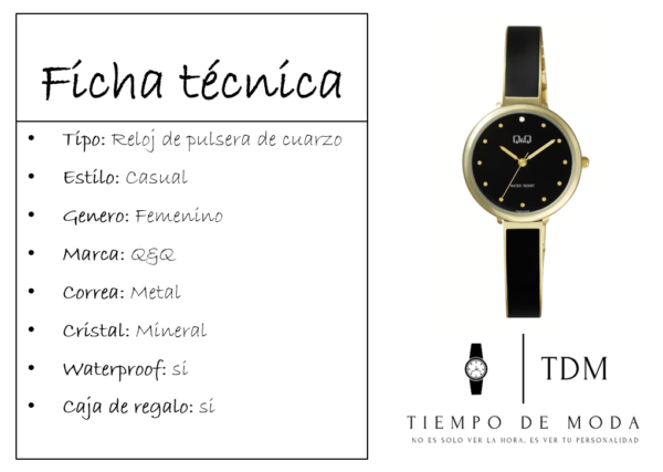 Reloj Mujer Black-Gold Acero Inoxidable - Imagen 2