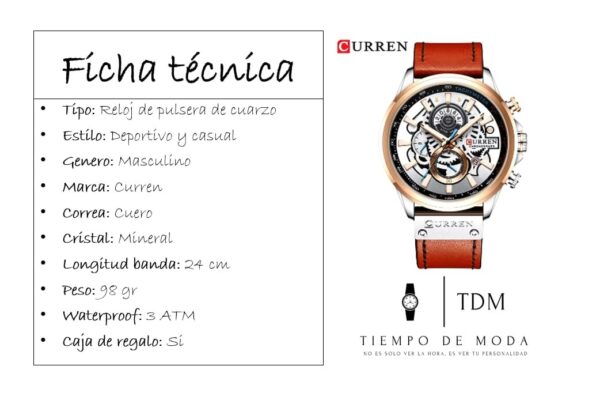 Reloj Hombre Curren Cuero Cronógrafo - Imagen 2