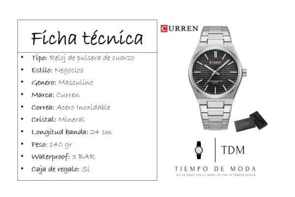 Reloj Hombre Curren Color Silver Black - Imagen 2