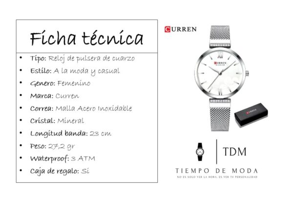 Reloj Mujer Curren Malla Color Silver - Imagen 2