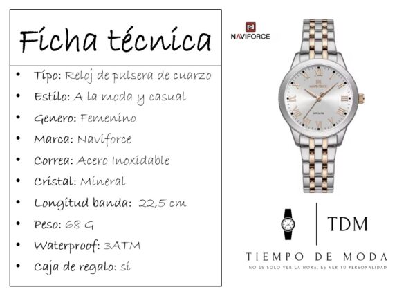 Reloj Mujer NaviForce Acero Inoxidable - Imagen 2