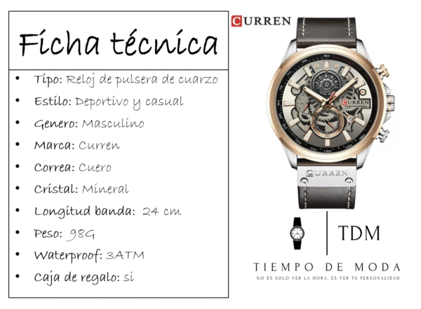 Reloj Hombre Curren Cuero Cronógrafo - Imagen 2