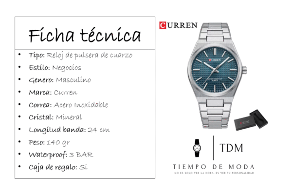 Reloj Hombre Curren Color Silver Blue - Imagen 2
