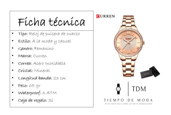 Reloj Mujer Curren Color Rose Gold - Imagen 2
