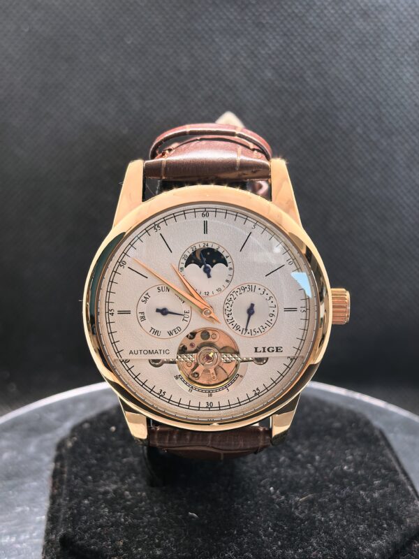 Reloj Hombre Cuero Automático Lige Café